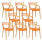 Open Back Dining Arm Chair Modern Indoor-Outdoor Plastic Chair