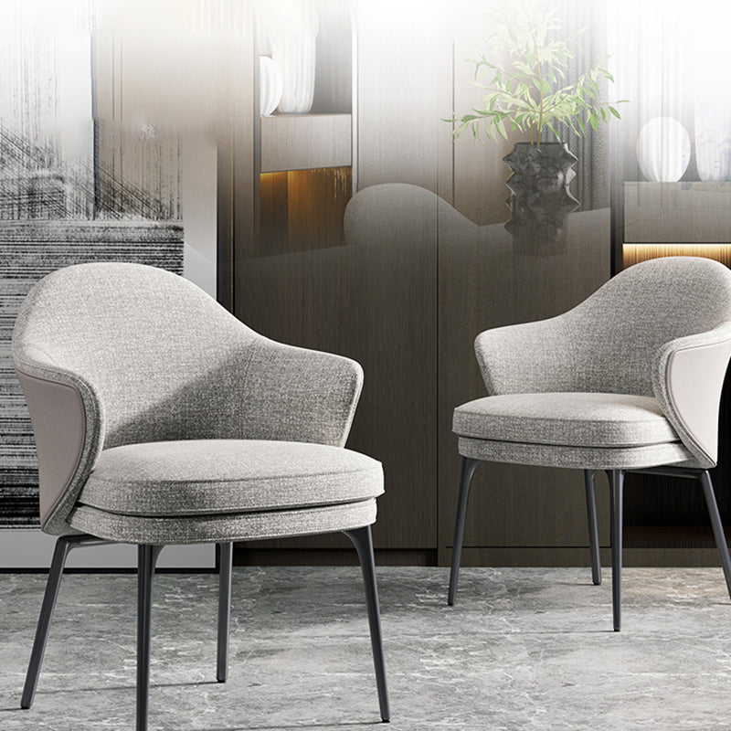 Sedia a braccio di lino parsons basare in metallo sedia da pranzo interno per casa