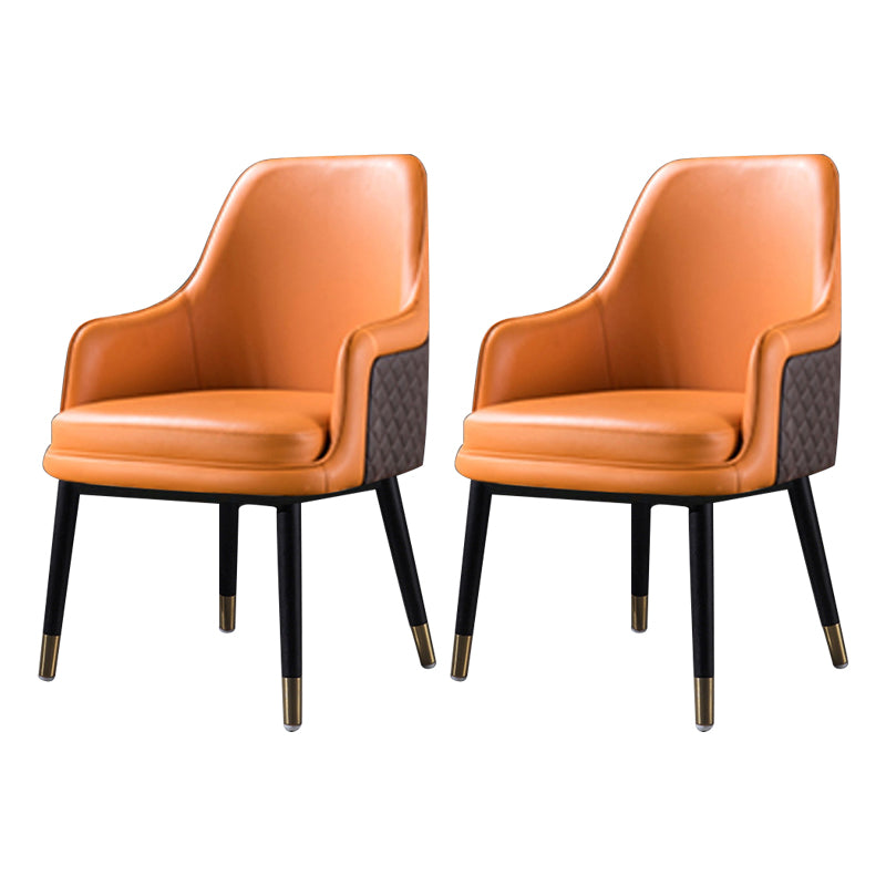 Leather Arm Chair Glam Style Indoor Dining Chair for Dining Room Orange 2 Piece Set Clearhalo 'Dining Chairs' 'Dining Tables & Seating' 'dining_chair' 'furn' 'furn_dining_chair' 'Furniture' 'Kitchen & Dining Furniture' 6544409