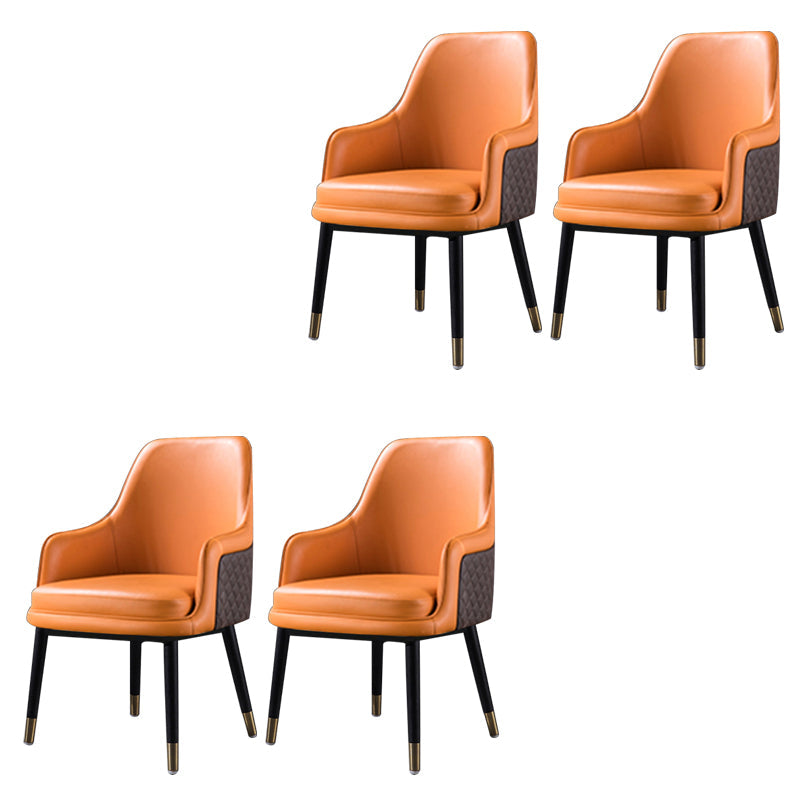 Leather Arm Chair Glam Style Indoor Dining Chair for Dining Room Orange 4 Piece Set Clearhalo 'Dining Chairs' 'Dining Tables & Seating' 'dining_chair' 'furn' 'furn_dining_chair' 'Furniture' 'Kitchen & Dining Furniture' 6544410