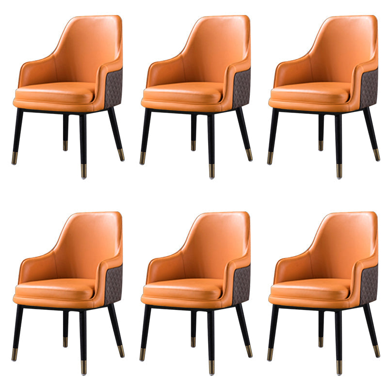Leather Arm Chair Glam Style Indoor Dining Chair for Dining Room Orange 6 Piece Set Clearhalo 'Dining Chairs' 'Dining Tables & Seating' 'dining_chair' 'furn' 'furn_dining_chair' 'Furniture' 'Kitchen & Dining Furniture' 6544412