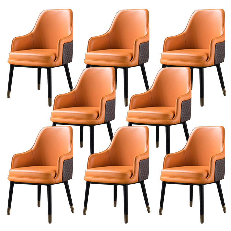 Leather Arm Chair Glam Style Indoor Dining Chair for Dining Room Orange 8 Piece Set Clearhalo 'Dining Chairs' 'Dining Tables & Seating' 'dining_chair' 'furn' 'furn_dining_chair' 'Furniture' 'Kitchen & Dining Furniture' 6544414
