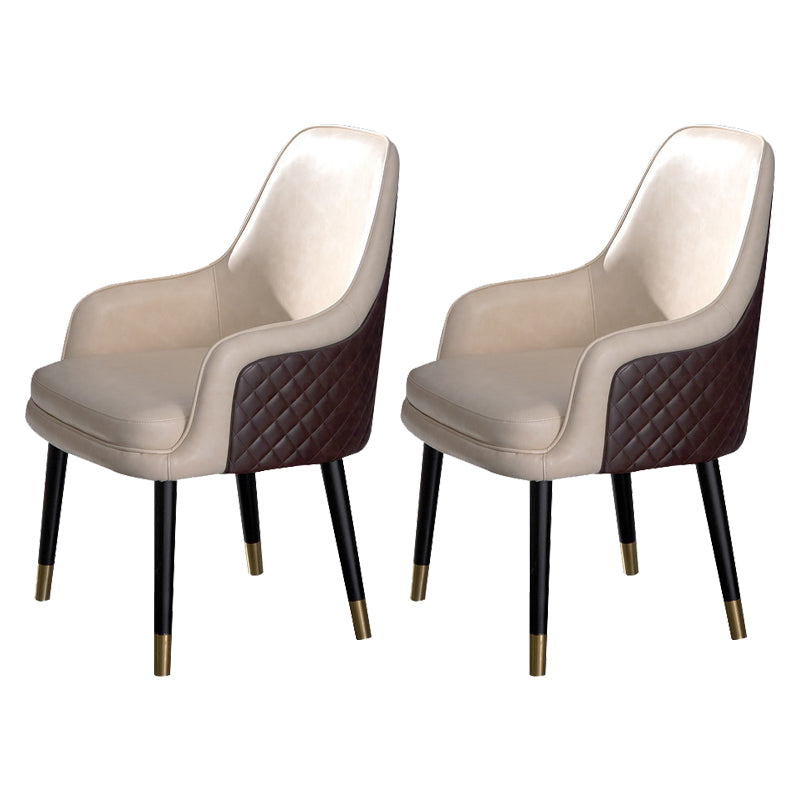 Leather Arm Chair Glam Style Indoor Dining Chair for Dining Room Off-White 2 Piece Set Clearhalo 'Dining Chairs' 'Dining Tables & Seating' 'dining_chair' 'furn' 'furn_dining_chair' 'Furniture' 'Kitchen & Dining Furniture' 6544416