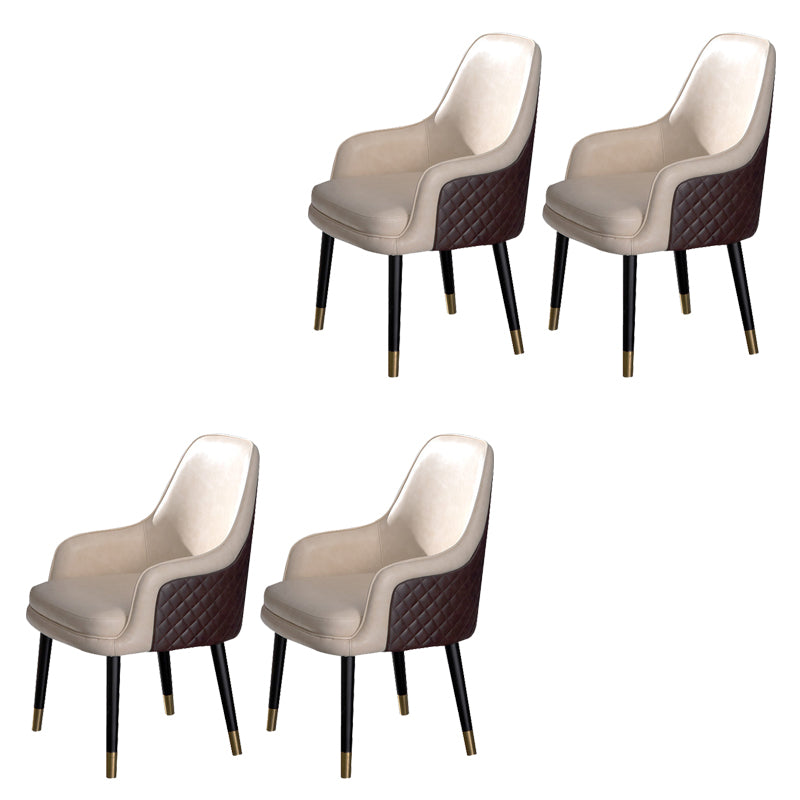 Leather Arm Chair Glam Style Indoor Dining Chair for Dining Room Off-White 4 Piece Set Clearhalo 'Dining Chairs' 'Dining Tables & Seating' 'dining_chair' 'furn' 'furn_dining_chair' 'Furniture' 'Kitchen & Dining Furniture' 6544418