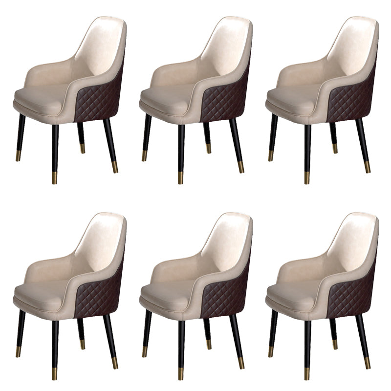 Leather Arm Chair Glam Style Indoor Dining Chair for Dining Room Off-White 6 Piece Set Clearhalo 'Dining Chairs' 'Dining Tables & Seating' 'dining_chair' 'furn' 'furn_dining_chair' 'Furniture' 'Kitchen & Dining Furniture' 6544420