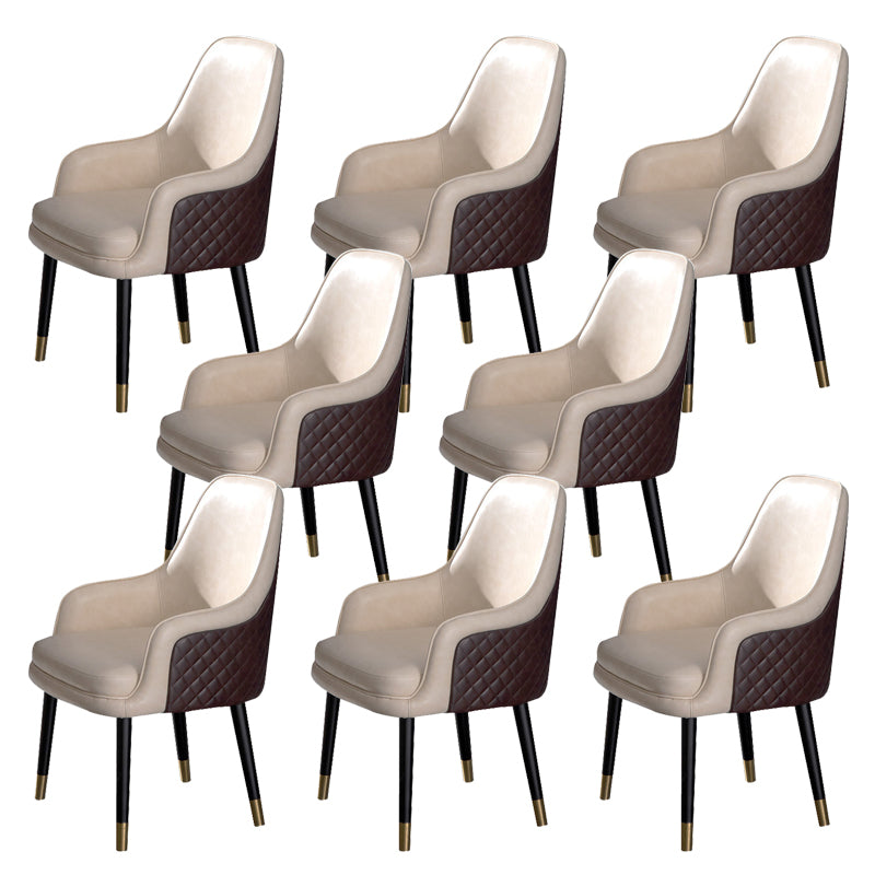 Leather Arm Chair Glam Style Indoor Dining Chair for Dining Room Off-White 8 Piece Set Clearhalo 'Dining Chairs' 'Dining Tables & Seating' 'dining_chair' 'furn' 'furn_dining_chair' 'Furniture' 'Kitchen & Dining Furniture' 6544422