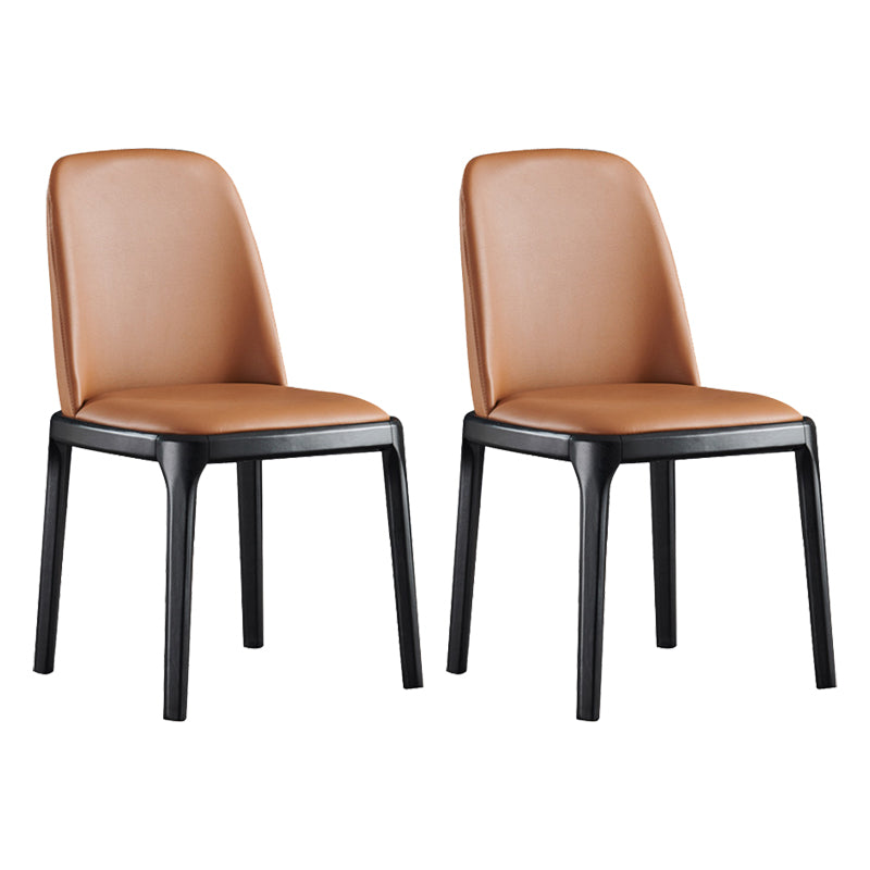 Parsons Upholstered Dining Chair Industrial Home Dining Room Chair Orange Armless 2 Piece Set Clearhalo 'Dining Chairs' 'Dining Tables & Seating' 'dining_chair' 'furn' 'furn_dining_chair' 'Furniture' 'Kitchen & Dining Furniture' 6544442