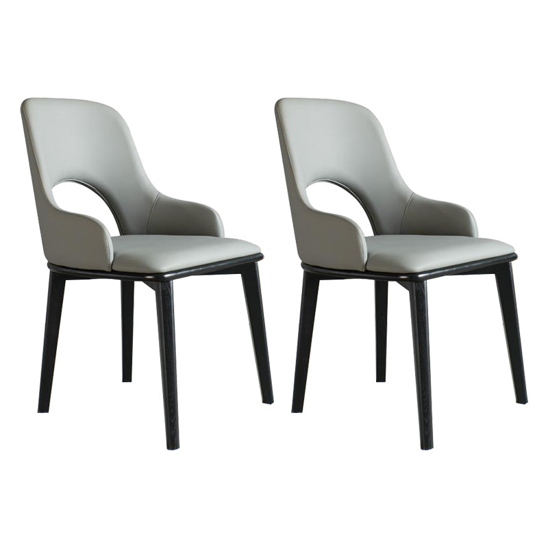 Open Back Home Dining Chair Wooden legs Arm Chair with Upholstered Grey 2 Piece Set Clearhalo 'Dining Chairs' 'Dining Tables & Seating' 'dining_chair' 'furn' 'furn_dining_chair' 'Furniture' 'Kitchen & Dining Furniture' 6544481