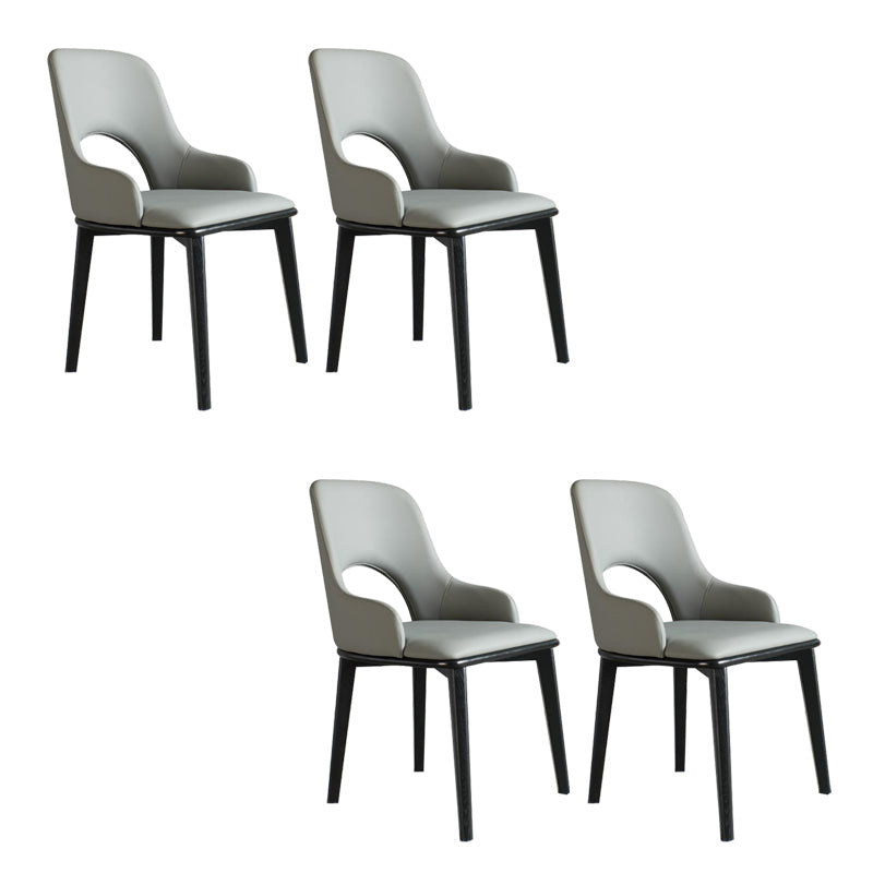Open Back Home Dining Chair Wooden legs Arm Chair with Upholstered Grey 4 Piece Set Clearhalo 'Dining Chairs' 'Dining Tables & Seating' 'dining_chair' 'furn' 'furn_dining_chair' 'Furniture' 'Kitchen & Dining Furniture' 6544483