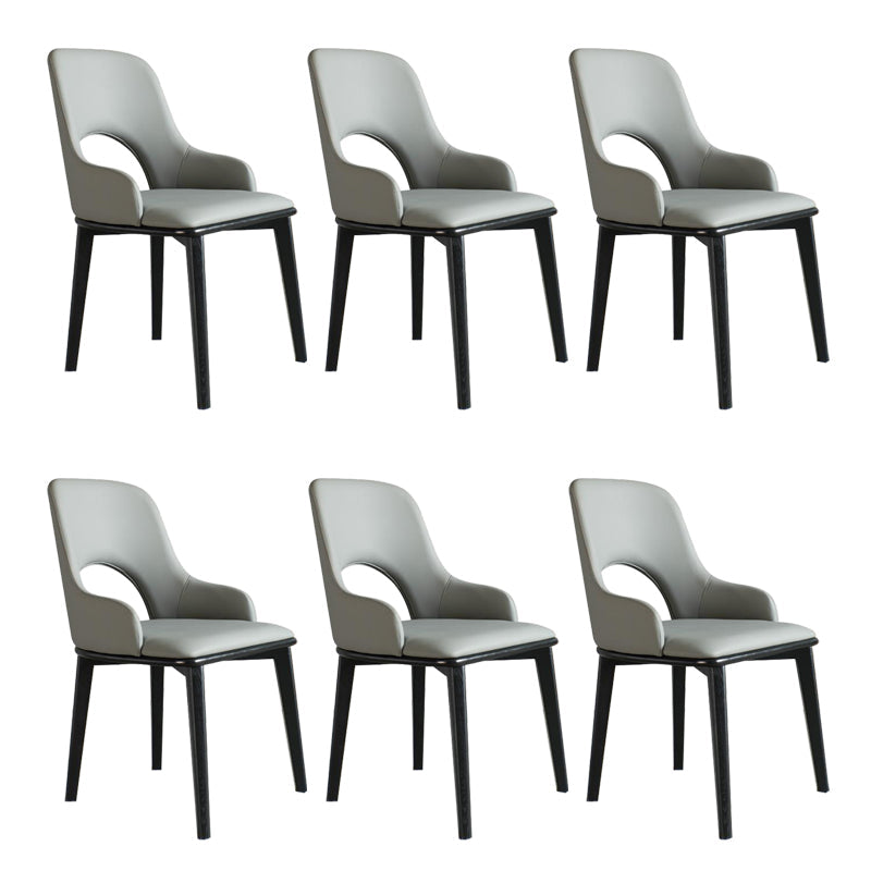 Open Back Home Dining Chair Wooden legs Arm Chair with Upholstered Grey 6 Piece Set Clearhalo 'Dining Chairs' 'Dining Tables & Seating' 'dining_chair' 'furn' 'furn_dining_chair' 'Furniture' 'Kitchen & Dining Furniture' 6544484