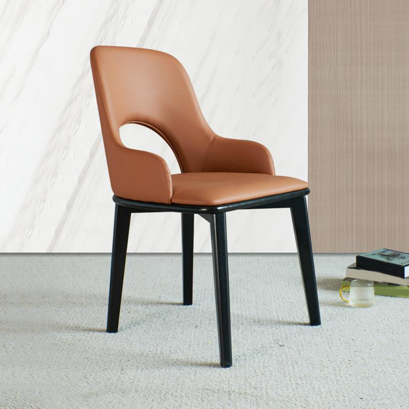 Open Back Home Dining Chair Wooden legs Arm Chair with Upholstered Clearhalo 'Dining Chairs' 'Dining Tables & Seating' 'dining_chair' 'furn' 'furn_dining_chair' 'Furniture' 'Kitchen & Dining Furniture' 6544485