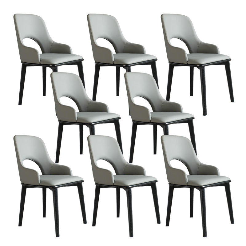 Open Back Home Dining Chair Wooden legs Arm Chair with Upholstered Grey 8 Piece Set Clearhalo 'Dining Chairs' 'Dining Tables & Seating' 'dining_chair' 'furn' 'furn_dining_chair' 'Furniture' 'Kitchen & Dining Furniture' 6544486