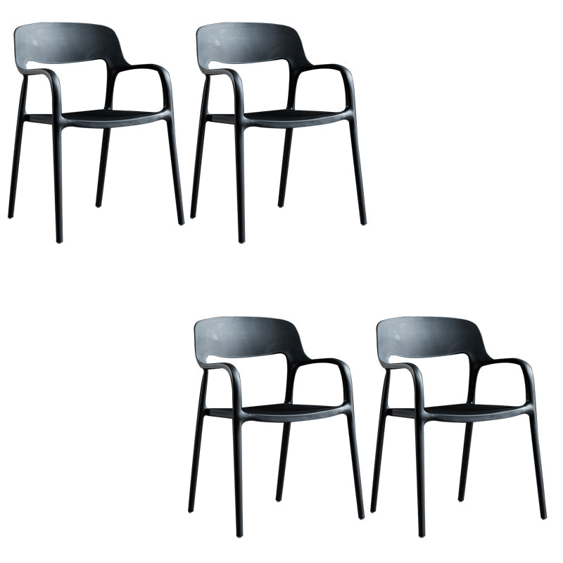 Open Back Dining Side Chair Dining Room Home Plastic Arm Chair Black 4 Piece Set Clearhalo 'Dining Chairs' 'Dining Tables & Seating' 'dining_chair' 'furn' 'furn_dining_chair' 'Furniture' 'Kitchen & Dining Furniture' 6544557