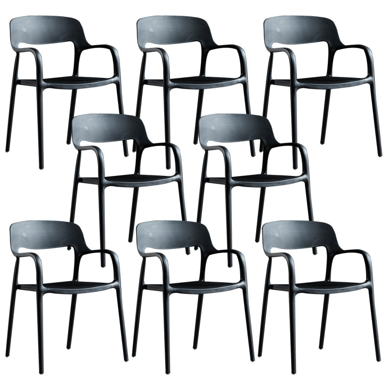 Open Back Dining Side Chair Dining Room Home Plastic Arm Chair Black 8 Piece Set Clearhalo 'Dining Chairs' 'Dining Tables & Seating' 'dining_chair' 'furn' 'furn_dining_chair' 'Furniture' 'Kitchen & Dining Furniture' 6544558