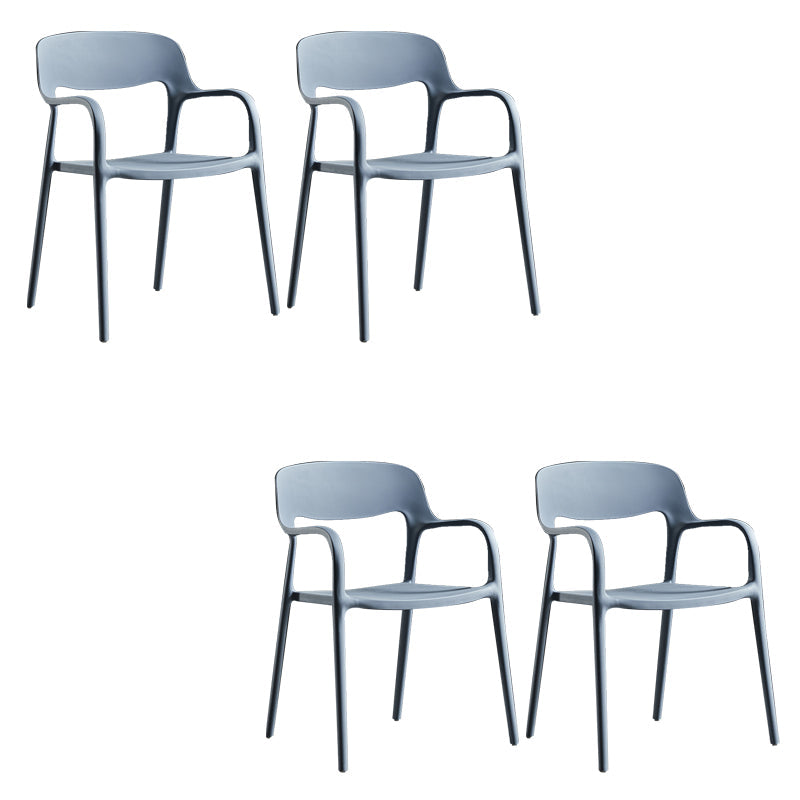 Open Back Dining Side Chair Dining Room Home Plastic Arm Chair Grey 4 Piece Set Clearhalo 'Dining Chairs' 'Dining Tables & Seating' 'dining_chair' 'furn' 'furn_dining_chair' 'Furniture' 'Kitchen & Dining Furniture' 6544560