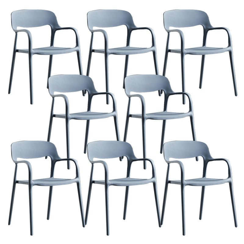 Open Back Dining Side Chair Dining Room Home Plastic Arm Chair Grey 8 Piece Set Clearhalo 'Dining Chairs' 'Dining Tables & Seating' 'dining_chair' 'furn' 'furn_dining_chair' 'Furniture' 'Kitchen & Dining Furniture' 6544563
