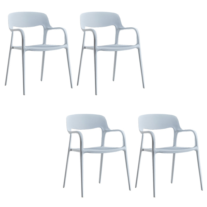 Open Back Dining Side Chair Dining Room Home Plastic Arm Chair White 4 Piece Set Clearhalo 'Dining Chairs' 'Dining Tables & Seating' 'dining_chair' 'furn' 'furn_dining_chair' 'Furniture' 'Kitchen & Dining Furniture' 6544564