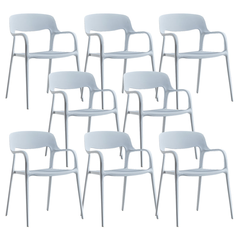 Open Back Dining Side Chair Dining Room Home Plastic Arm Chair White 8 Piece Set Clearhalo 'Dining Chairs' 'Dining Tables & Seating' 'dining_chair' 'furn' 'furn_dining_chair' 'Furniture' 'Kitchen & Dining Furniture' 6544567