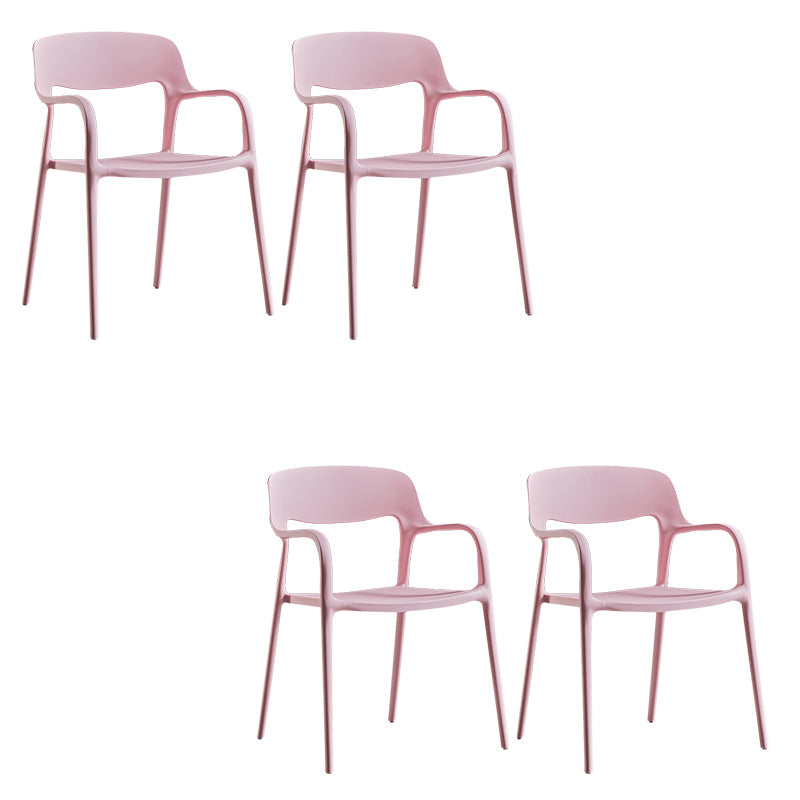 Open Back Dining Side Chair Dining Room Home Plastic Arm Chair Pink 4 Piece Set Clearhalo 'Dining Chairs' 'Dining Tables & Seating' 'dining_chair' 'furn' 'furn_dining_chair' 'Furniture' 'Kitchen & Dining Furniture' 6544569