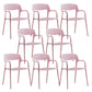 Open Back Dining Side Chair Dining Room Home Plastic Arm Chair Pink 8 Piece Set Clearhalo 'Dining Chairs' 'Dining Tables & Seating' 'dining_chair' 'furn' 'furn_dining_chair' 'Furniture' 'Kitchen & Dining Furniture' 6544571