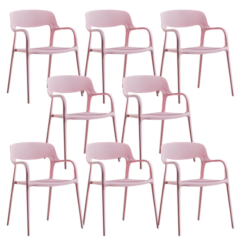 Open Back Dining Side Chair Dining Room Home Plastic Arm Chair Pink 8 Piece Set Clearhalo 'Dining Chairs' 'Dining Tables & Seating' 'dining_chair' 'furn' 'furn_dining_chair' 'Furniture' 'Kitchen & Dining Furniture' 6544571