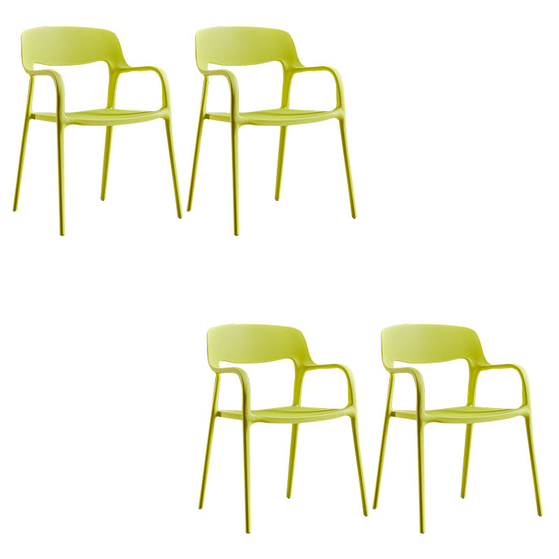 Open Back Dining Side Chair Dining Room Home Plastic Arm Chair Yellow 4 Piece Set Clearhalo 'Dining Chairs' 'Dining Tables & Seating' 'dining_chair' 'furn' 'furn_dining_chair' 'Furniture' 'Kitchen & Dining Furniture' 6544572