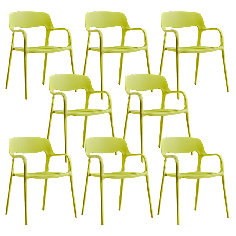 Open Back Dining Side Chair Dining Room Home Plastic Arm Chair Yellow 8 Piece Set Clearhalo 'Dining Chairs' 'Dining Tables & Seating' 'dining_chair' 'furn' 'furn_dining_chair' 'Furniture' 'Kitchen & Dining Furniture' 6544574