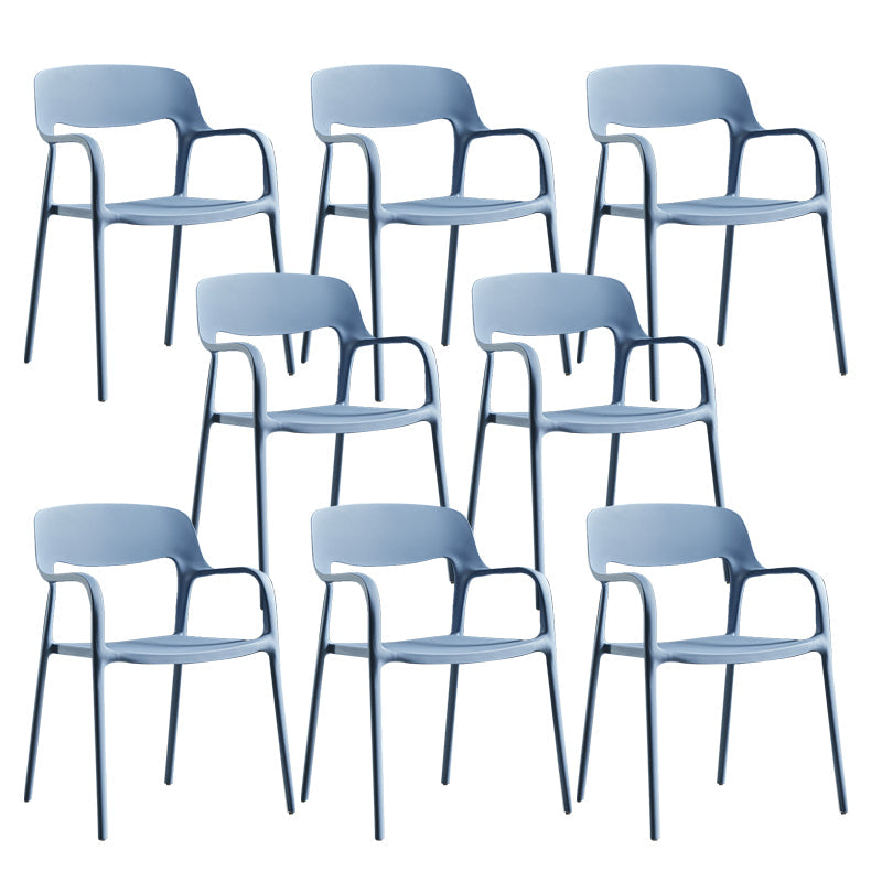 Open Back Dining Side Chair Dining Room Home Plastic Arm Chair Blue 8 Piece Set Clearhalo 'Dining Chairs' 'Dining Tables & Seating' 'dining_chair' 'furn' 'furn_dining_chair' 'Furniture' 'Kitchen & Dining Furniture' 6544579