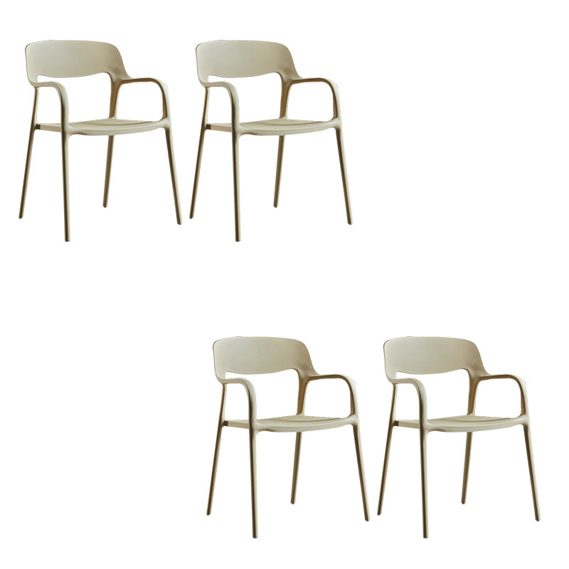 Open Back Dining Side Chair Dining Room Home Plastic Arm Chair Khaki 4 Piece Set Clearhalo 'Dining Chairs' 'Dining Tables & Seating' 'dining_chair' 'furn' 'furn_dining_chair' 'Furniture' 'Kitchen & Dining Furniture' 6544581