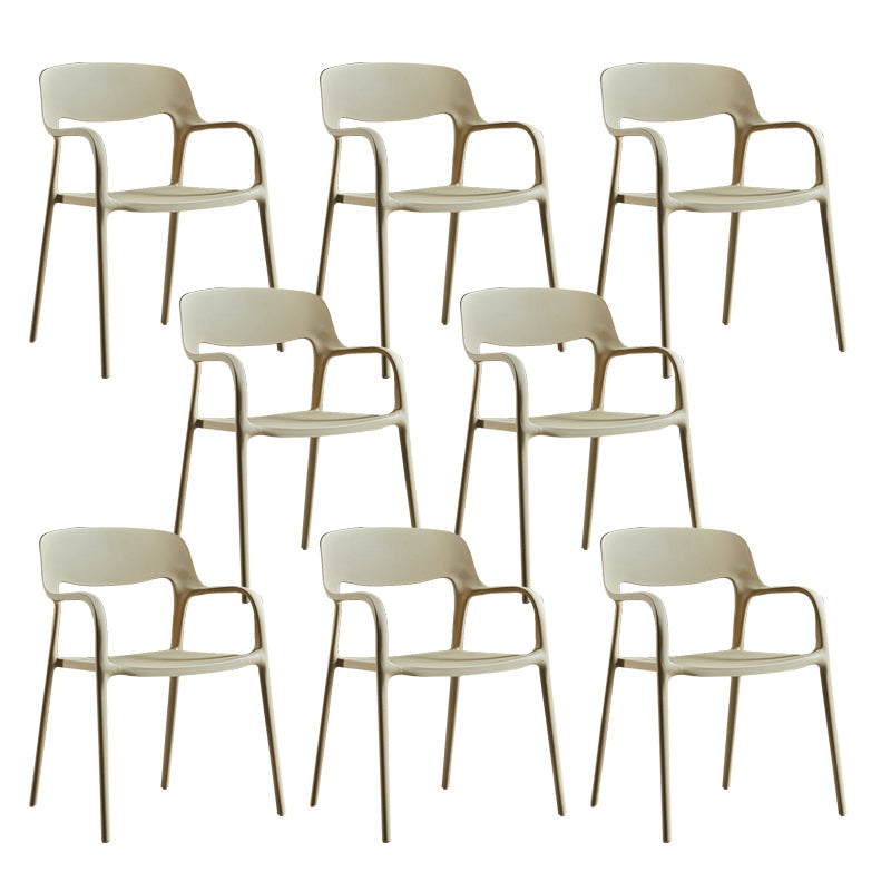 Open Back Dining Side Chair Dining Room Home Plastic Arm Chair Khaki 8 Piece Set Clearhalo 'Dining Chairs' 'Dining Tables & Seating' 'dining_chair' 'furn' 'furn_dining_chair' 'Furniture' 'Kitchen & Dining Furniture' 6544583