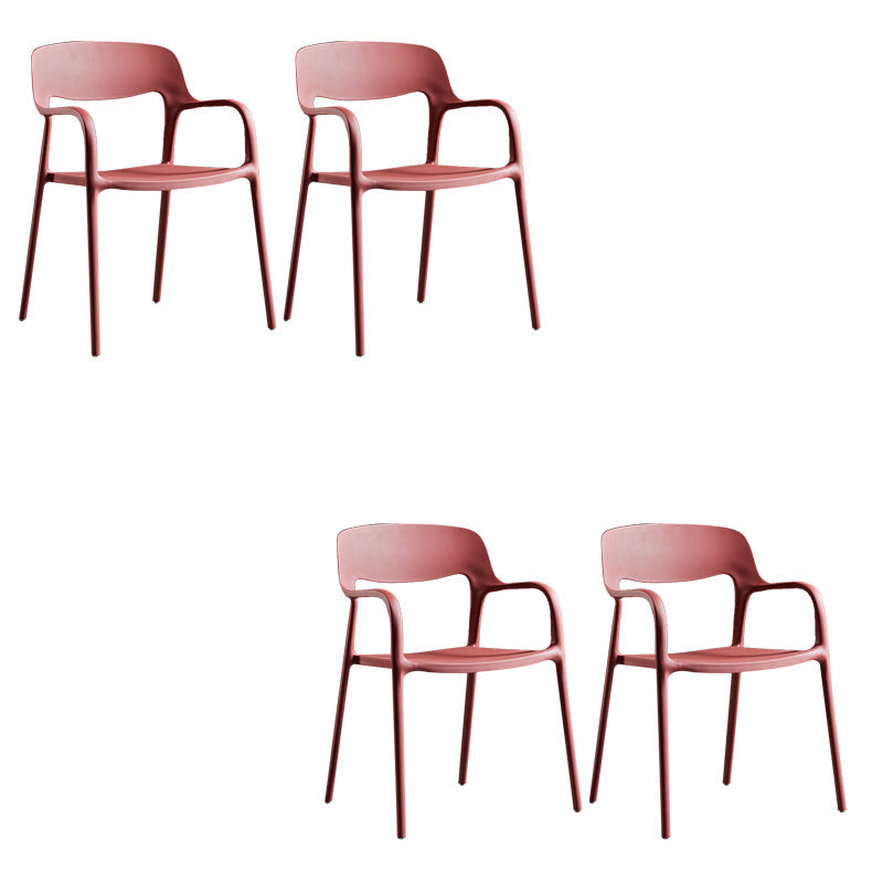 Open Back Dining Side Chair Dining Room Home Plastic Arm Chair Burgundy 4 Piece Set Clearhalo 'Dining Chairs' 'Dining Tables & Seating' 'dining_chair' 'furn' 'furn_dining_chair' 'Furniture' 'Kitchen & Dining Furniture' 6544584