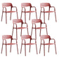 Open Back Dining Side Chair Dining Room Home Plastic Arm Chair Burgundy 8 Piece Set Clearhalo 'Dining Chairs' 'Dining Tables & Seating' 'dining_chair' 'furn' 'furn_dining_chair' 'Furniture' 'Kitchen & Dining Furniture' 6544586