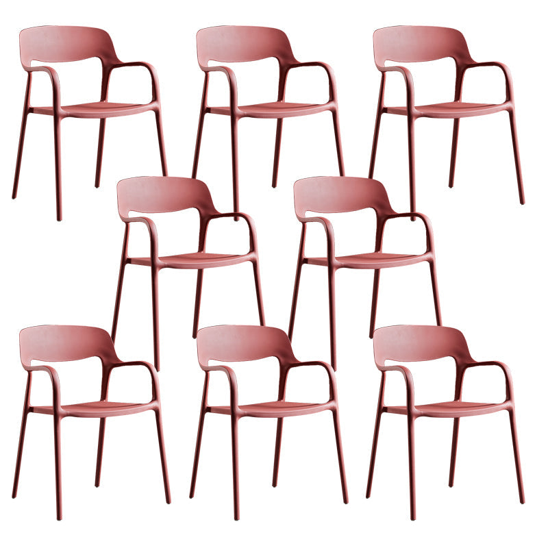 Open Back Dining Side Chair Dining Room Home Plastic Arm Chair Burgundy 8 Piece Set Clearhalo 'Dining Chairs' 'Dining Tables & Seating' 'dining_chair' 'furn' 'furn_dining_chair' 'Furniture' 'Kitchen & Dining Furniture' 6544586