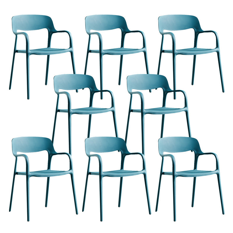 Open Back Dining Side Chair Dining Room Home Plastic Arm Chair Peacock Blue 8 Piece Set Clearhalo 'Dining Chairs' 'Dining Tables & Seating' 'dining_chair' 'furn' 'furn_dining_chair' 'Furniture' 'Kitchen & Dining Furniture' 6544588
