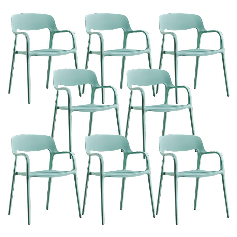 Open Back Dining Side Chair Dining Room Home Plastic Arm Chair Pea Green 8 Piece Set Clearhalo 'Dining Chairs' 'Dining Tables & Seating' 'dining_chair' 'furn' 'furn_dining_chair' 'Furniture' 'Kitchen & Dining Furniture' 6544590