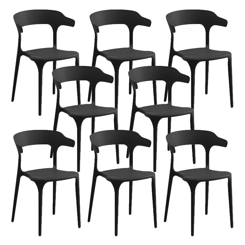 Glam Indoor-Outdoor Chair Stacking Dining Armless Side Chair Black 8 Piece Set Clearhalo 'Dining Chairs' 'Dining Tables & Seating' 'dining_chair' 'furn' 'furn_dining_chair' 'Furniture' 'Kitchen & Dining Furniture' 6544595