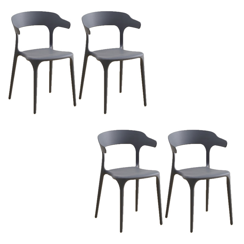 Glam Indoor-Outdoor Chair Stacking Dining Armless Side Chair Grey 4 Piece Set Clearhalo 'Dining Chairs' 'Dining Tables & Seating' 'dining_chair' 'furn' 'furn_dining_chair' 'Furniture' 'Kitchen & Dining Furniture' 6544596