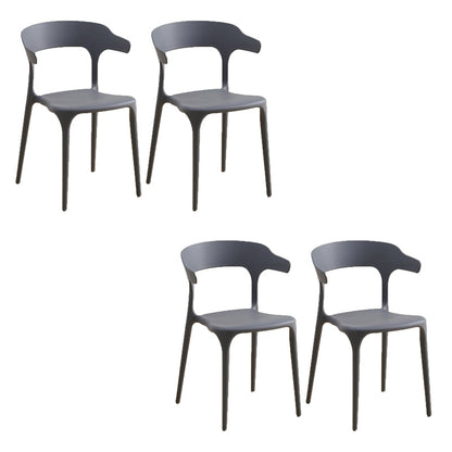 Glam Indoor-Outdoor Chair Stacking Dining Armless Side Chair Grey 4 Piece Set Clearhalo 'Dining Chairs' 'Dining Tables & Seating' 'dining_chair' 'furn' 'furn_dining_chair' 'Furniture' 'Kitchen & Dining Furniture' 6544596
