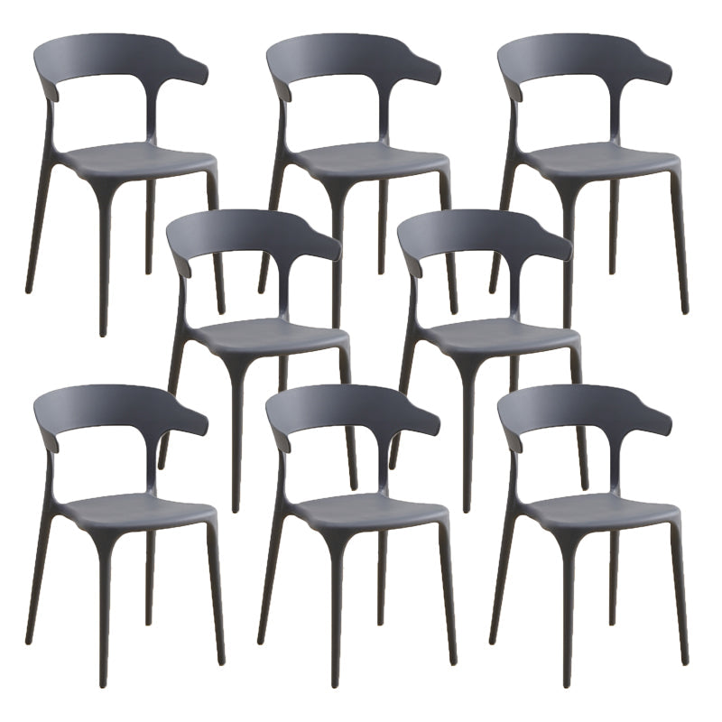 Glam Indoor-Outdoor Chair Stacking Dining Armless Side Chair Grey 8 Piece Set Clearhalo 'Dining Chairs' 'Dining Tables & Seating' 'dining_chair' 'furn' 'furn_dining_chair' 'Furniture' 'Kitchen & Dining Furniture' 6544598