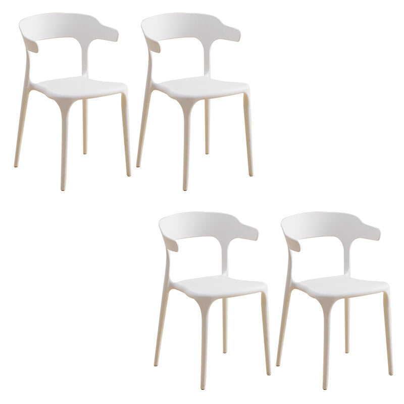 Glam Indoor-Outdoor Chair Stacking Dining Armless Side Chair White 4 Piece Set Clearhalo 'Dining Chairs' 'Dining Tables & Seating' 'dining_chair' 'furn' 'furn_dining_chair' 'Furniture' 'Kitchen & Dining Furniture' 6544600