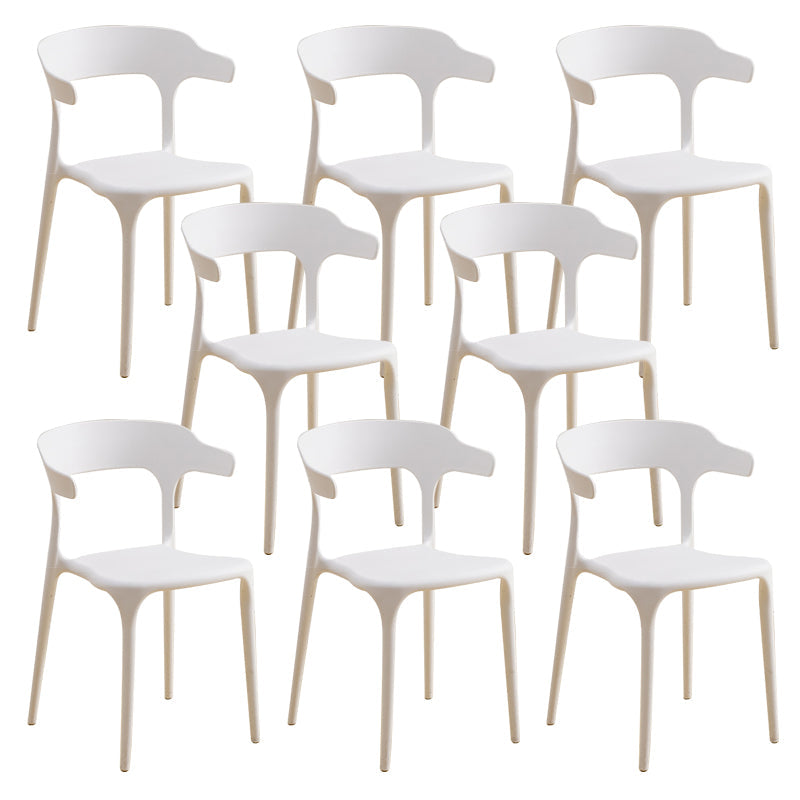Glam Indoor-Outdoor Chair Stacking Dining Armless Side Chair White 8 Piece Set Clearhalo 'Dining Chairs' 'Dining Tables & Seating' 'dining_chair' 'furn' 'furn_dining_chair' 'Furniture' 'Kitchen & Dining Furniture' 6544603
