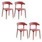 Glam Indoor-Outdoor Chair Stacking Dining Armless Side Chair Red 4 Piece Set Clearhalo 'Dining Chairs' 'Dining Tables & Seating' 'dining_chair' 'furn' 'furn_dining_chair' 'Furniture' 'Kitchen & Dining Furniture' 6544605