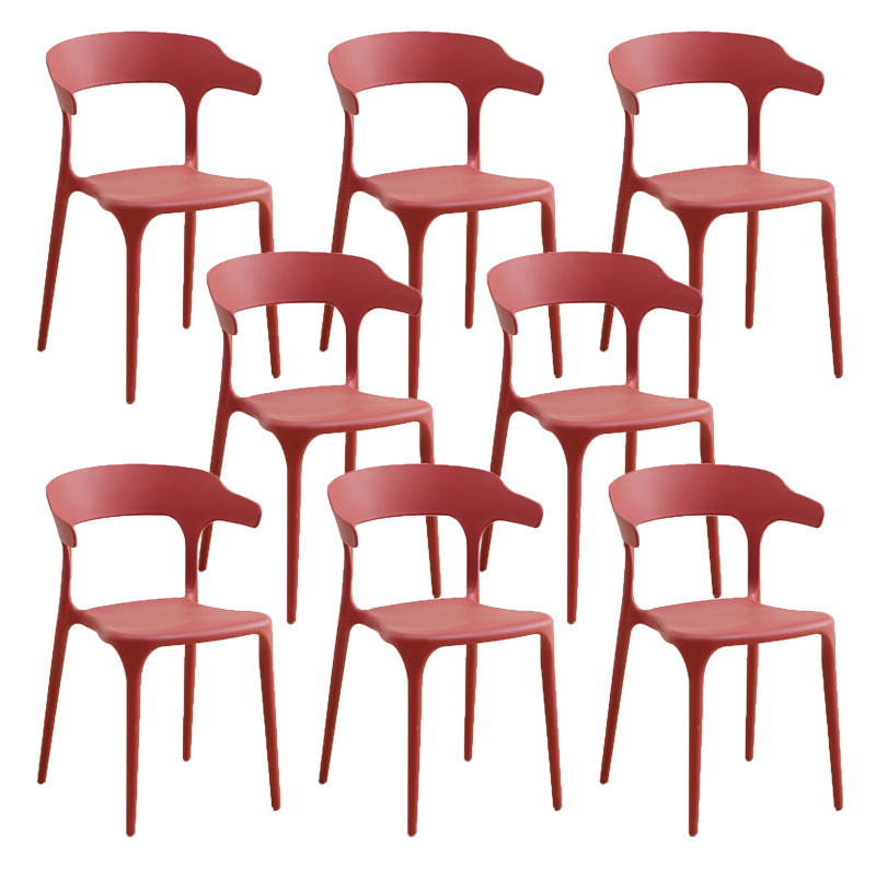 Glam Indoor-Outdoor Chair Stacking Dining Armless Side Chair Red 8 Piece Set Clearhalo 'Dining Chairs' 'Dining Tables & Seating' 'dining_chair' 'furn' 'furn_dining_chair' 'Furniture' 'Kitchen & Dining Furniture' 6544607