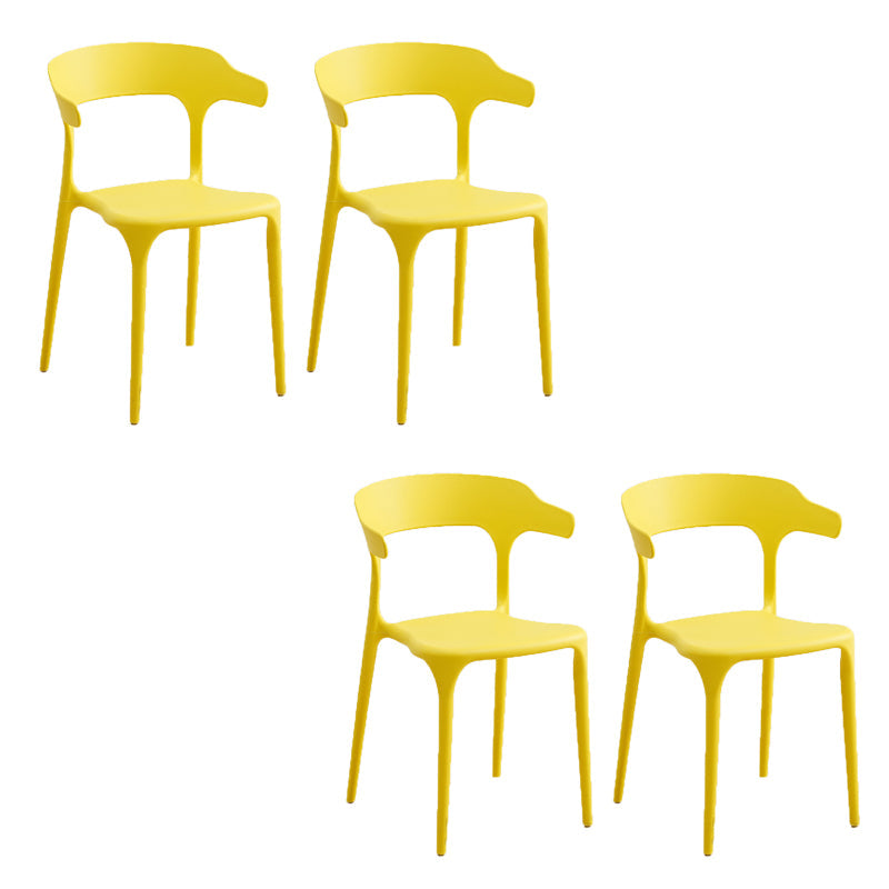 Glam Indoor-Outdoor Chair Stacking Dining Armless Side Chair Yellow 4 Piece Set Clearhalo 'Dining Chairs' 'Dining Tables & Seating' 'dining_chair' 'furn' 'furn_dining_chair' 'Furniture' 'Kitchen & Dining Furniture' 6544609