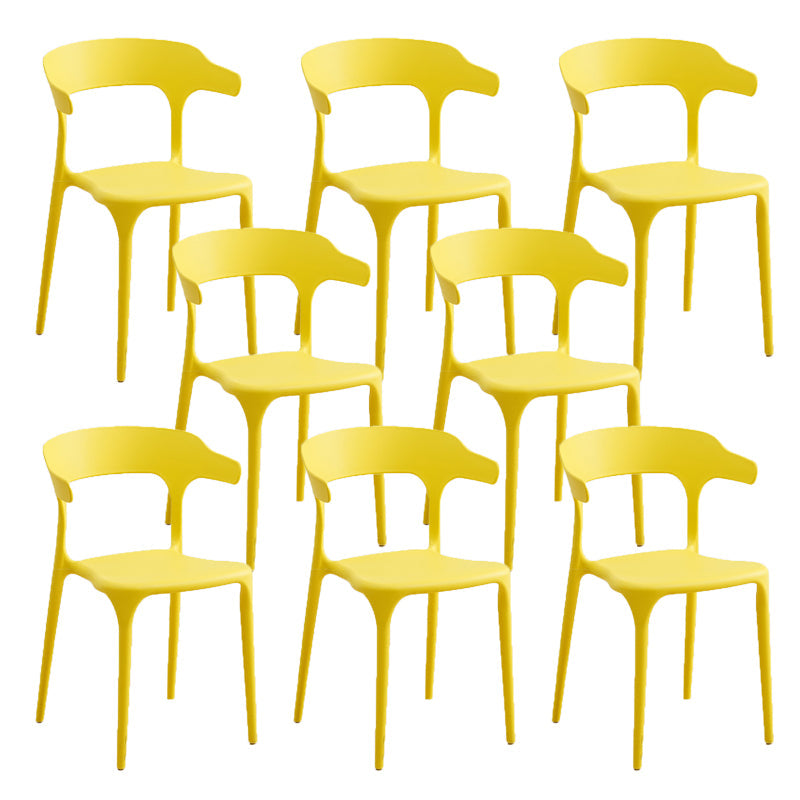 Glam Indoor-Outdoor Chair Stacking Dining Armless Side Chair Yellow 8 Piece Set Clearhalo 'Dining Chairs' 'Dining Tables & Seating' 'dining_chair' 'furn' 'furn_dining_chair' 'Furniture' 'Kitchen & Dining Furniture' 6544610