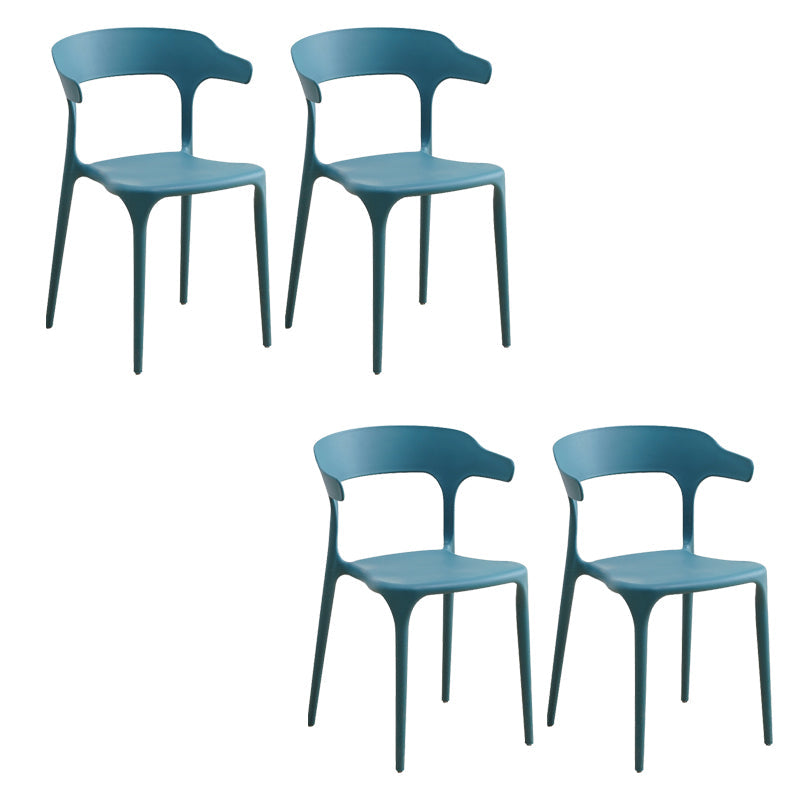 Glam Indoor-Outdoor Chair Stacking Dining Armless Side Chair Blue 4 Piece Set Clearhalo 'Dining Chairs' 'Dining Tables & Seating' 'dining_chair' 'furn' 'furn_dining_chair' 'Furniture' 'Kitchen & Dining Furniture' 6544613