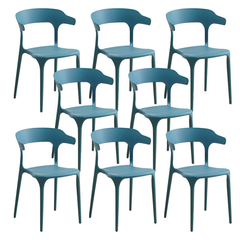 Glam Indoor-Outdoor Chair Stacking Dining Armless Side Chair Blue 8 Piece Set Clearhalo 'Dining Chairs' 'Dining Tables & Seating' 'dining_chair' 'furn' 'furn_dining_chair' 'Furniture' 'Kitchen & Dining Furniture' 6544615