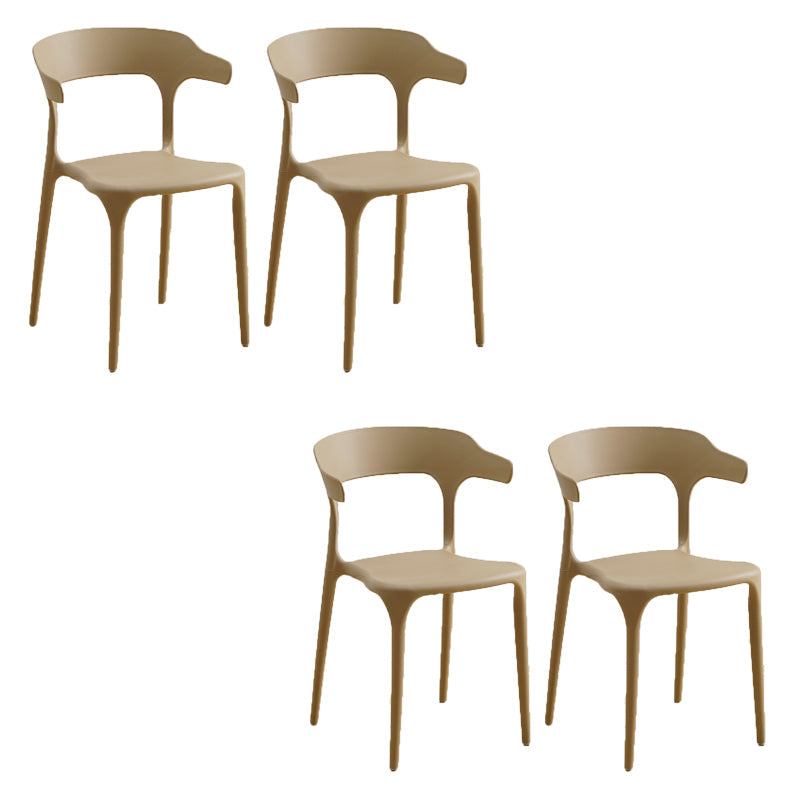 Glam Indoor-Outdoor Chair Stacking Dining Armless Side Chair Khaki 4 Piece Set Clearhalo 'Dining Chairs' 'Dining Tables & Seating' 'dining_chair' 'furn' 'furn_dining_chair' 'Furniture' 'Kitchen & Dining Furniture' 6544620