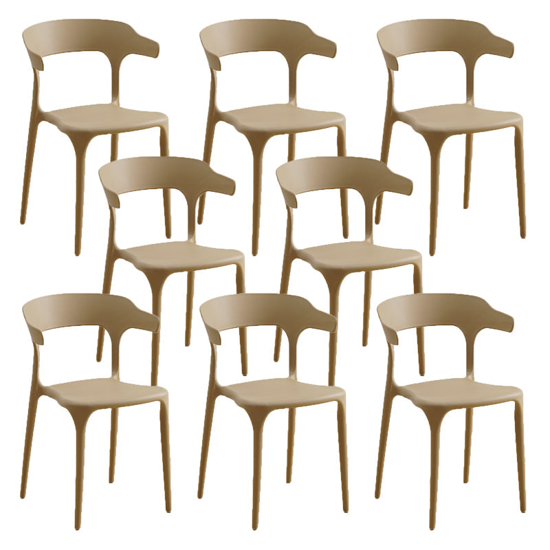 Glam Indoor-Outdoor Chair Stacking Dining Armless Side Chair Khaki 8 Piece Set Clearhalo 'Dining Chairs' 'Dining Tables & Seating' 'dining_chair' 'furn' 'furn_dining_chair' 'Furniture' 'Kitchen & Dining Furniture' 6544622