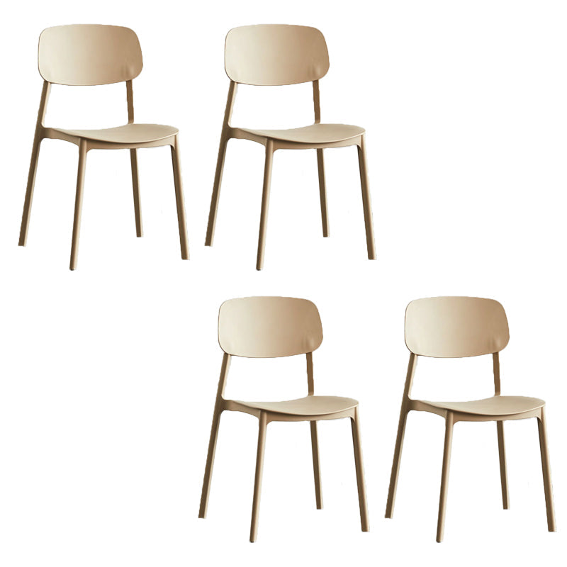 Kitchen Home Stacking Side Chair Open Back Dining Side Chair Khaki 4 Piece Set Clearhalo 'Dining Chairs' 'Dining Tables & Seating' 'dining_chair' 'furn' 'furn_dining_chair' 'Furniture' 'Kitchen & Dining Furniture' 6544657